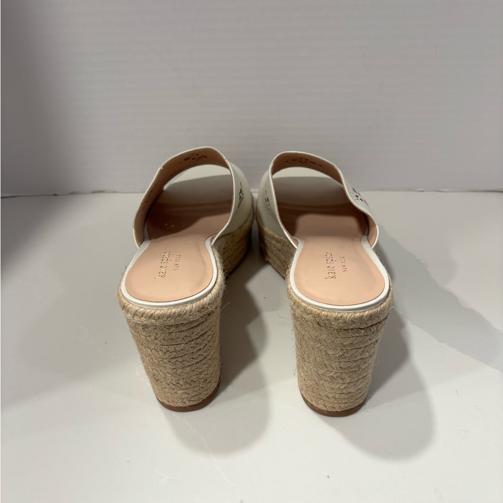 Kate Spade New York Tenley Espadrille Wedge Sandals Laser Cut White Size 8.5 - Picture 2 of 8